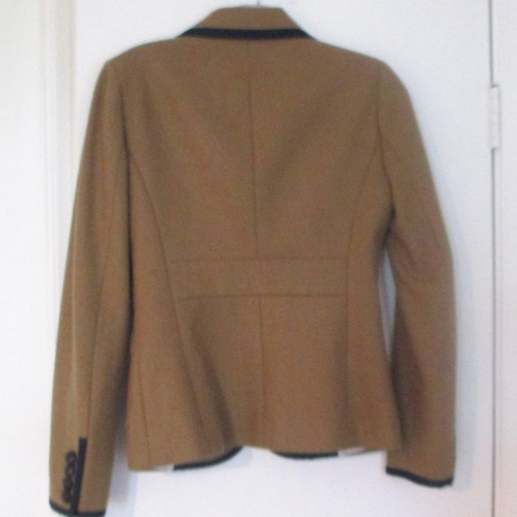 J Crew: Classic Preppy Wool Blazer Camel /w Navy Size 0 - Picture 3 of 4